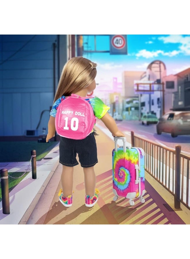 Ecore Fun 23 Pcs 18 inch Girl Doll Accessories Suitcase Travel Luggage Play Set  Girl 18 Doll Travel Carrier Storage Including Suitcase Clothes Shoes Backpack Camera Computer Cell Phone