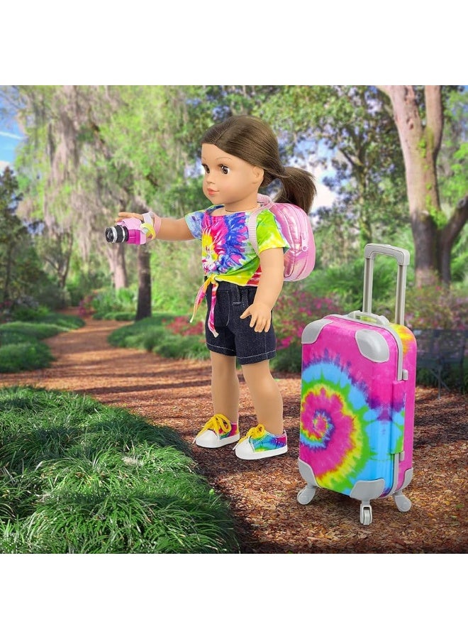 Ecore Fun 23 Pcs 18 inch Girl Doll Accessories Suitcase Travel Luggage Play Set  Girl 18 Doll Travel Carrier Storage Including Suitcase Clothes Shoes Backpack Camera Computer Cell Phone