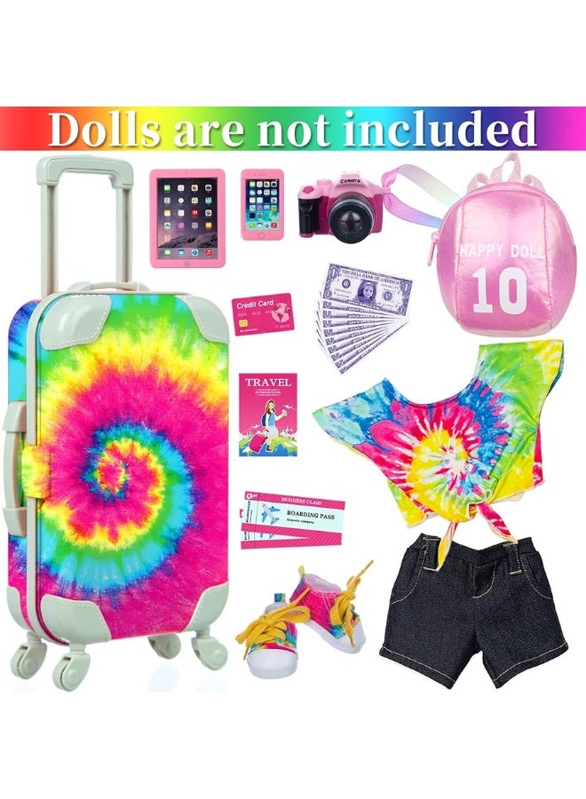 Ecore Fun 23 Pcs 18 inch Girl Doll Accessories Suitcase Travel Luggage Play Set  Girl 18 Doll Travel Carrier Storage Including Suitcase Clothes Shoes Backpack Camera Computer Cell Phone