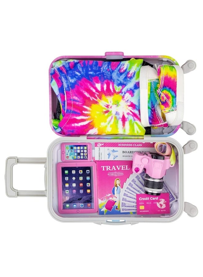 Ecore Fun 23 Pcs 18 inch Girl Doll Accessories Suitcase Travel Luggage Play Set  Girl 18 Doll Travel Carrier Storage Including Suitcase Clothes Shoes Backpack Camera Computer Cell Phone