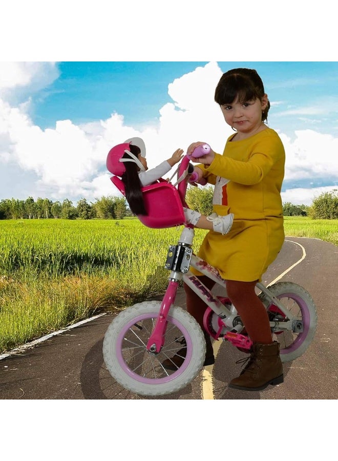 Doll Bike Seat Carrier for Baby Dolls and 18 Inch Dolls with Doll Helmet. No Tools Required Bicycle and Scooters seat Accessories for Dolls