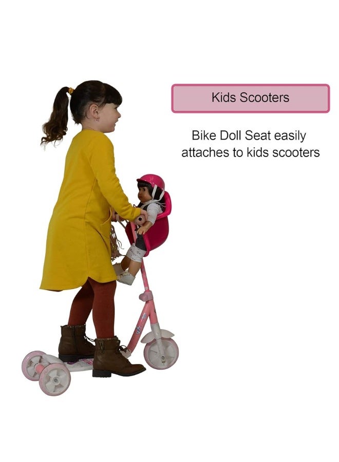 Doll Bike Seat Carrier for Baby Dolls and 18 Inch Dolls with Doll Helmet. No Tools Required Bicycle and Scooters seat Accessories for Dolls