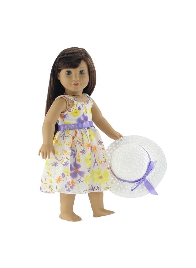 Emily Rose 18 Inch Doll Clothes Gorgeous Floral Spring Summer 18-in Chifon Doll Dress Outfit Gift Set Toy for Kids Girls - Includes White Doll Hat 18-in Doll Accessory | Fits Most 18