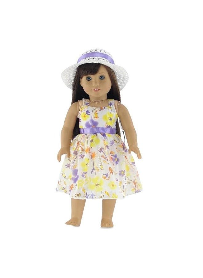 Emily Rose 18 Inch Doll Clothes Gorgeous Floral Spring Summer 18-in Chifon Doll Dress Outfit Gift Set Toy for Kids Girls - Includes White Doll Hat 18-in Doll Accessory | Fits Most 18