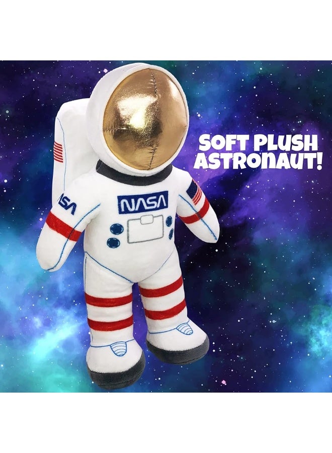 12â€ Plush Toy Astronaut Figurine, Realistic Astronaut Plush Toy with NASA & USA Flag Arm Patches, Super-Soft Stuffed, Space Decor Astronaut Toys for Kids 3-5, NASA Toys, Toddler Birthday Gift