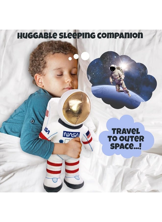 12â€ Plush Toy Astronaut Figurine, Realistic Astronaut Plush Toy with NASA & USA Flag Arm Patches, Super-Soft Stuffed, Space Decor Astronaut Toys for Kids 3-5, NASA Toys, Toddler Birthday Gift