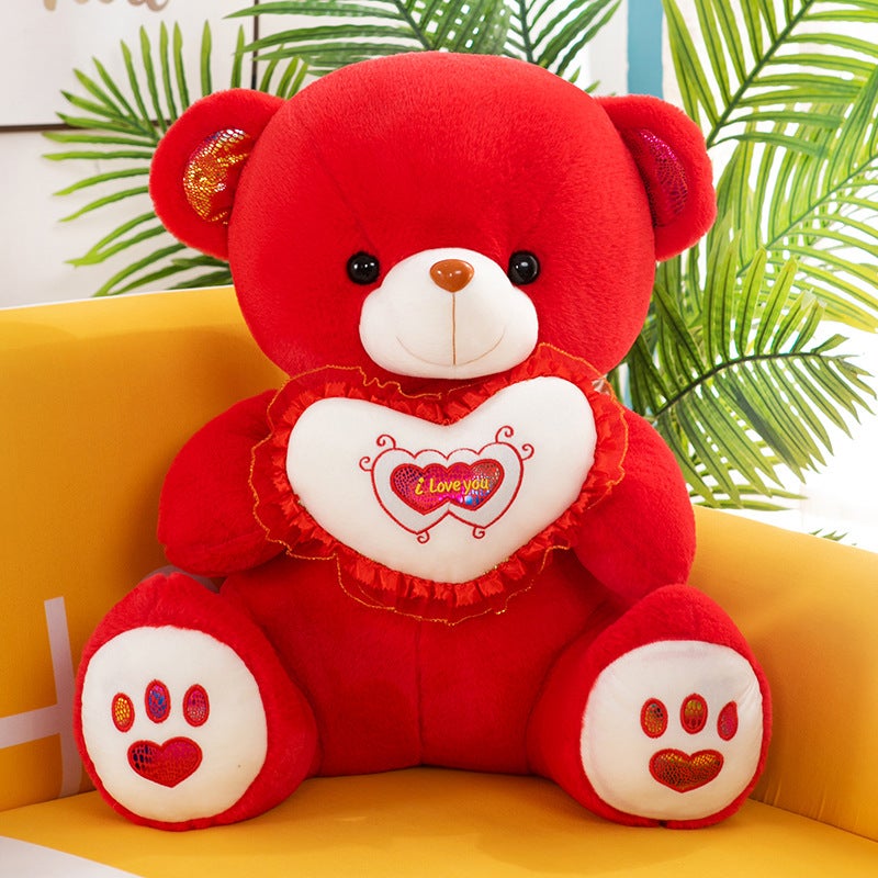 Glowing Teddy Bear Plush Toy Gift Red