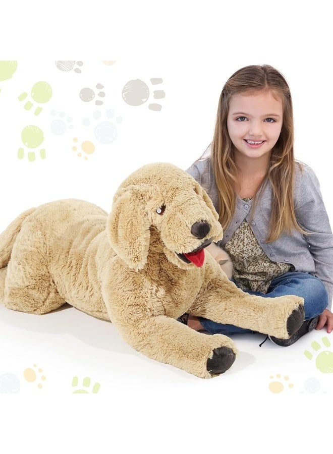 Geosar Giant Dog Stuffed Animals Fluffy Labrador Large Stuffed Dog Hugging Toy Big Cuddly Plush Body Pillow Gifts for Adult Kids, Pets on Birthday Party Thanksgiving Xmas, Gold(70 cm/ 27.5 inch)