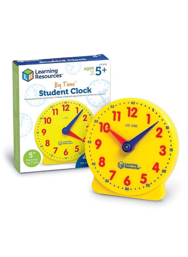 Learning Resources Big Time Student Clock, Teaching & Demonstration Clock, Develops Time and Early Math Skills, Ages 5+, Clock for Learning, 12 Hour,Back to School Gifts