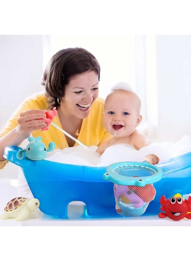 Shindel 16PCS Bath Toys, Baby Kids Floating Animal Toys Pool Toy Set Fishing Net Clockwork Swimming Toys, Pool Toys for Toddlers Age 2-4 Pool Bath Time for Infant Girls Boys