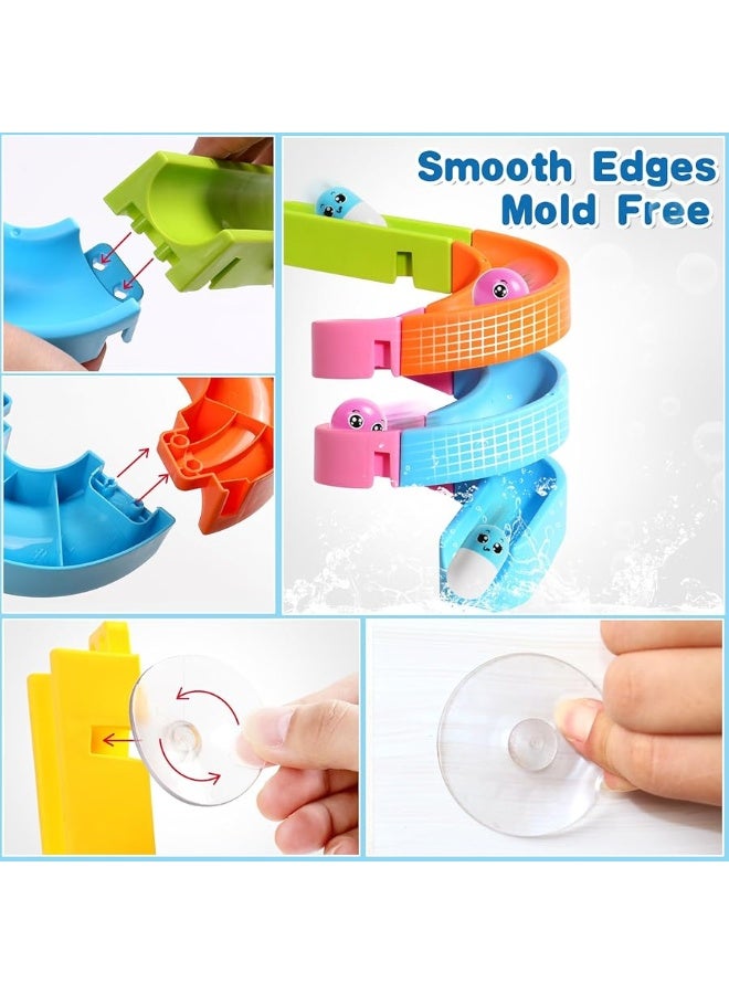 Bath Toys for Kids Ages 3-4-8 Toddler Bathtub Toys Slippery Slide Track DIY Mold Free Shower Toddler Toys with Suction Cups Birthday Gift for Boys Girls Bath Time Ages 3 4 5 6 7 8(38PCS)