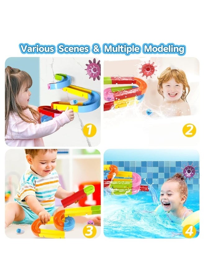 Bath Toys for Kids Ages 3-4-8 Toddler Bathtub Toys Slippery Slide Track DIY Mold Free Shower Toddler Toys with Suction Cups Birthday Gift for Boys Girls Bath Time Ages 3 4 5 6 7 8(38PCS)