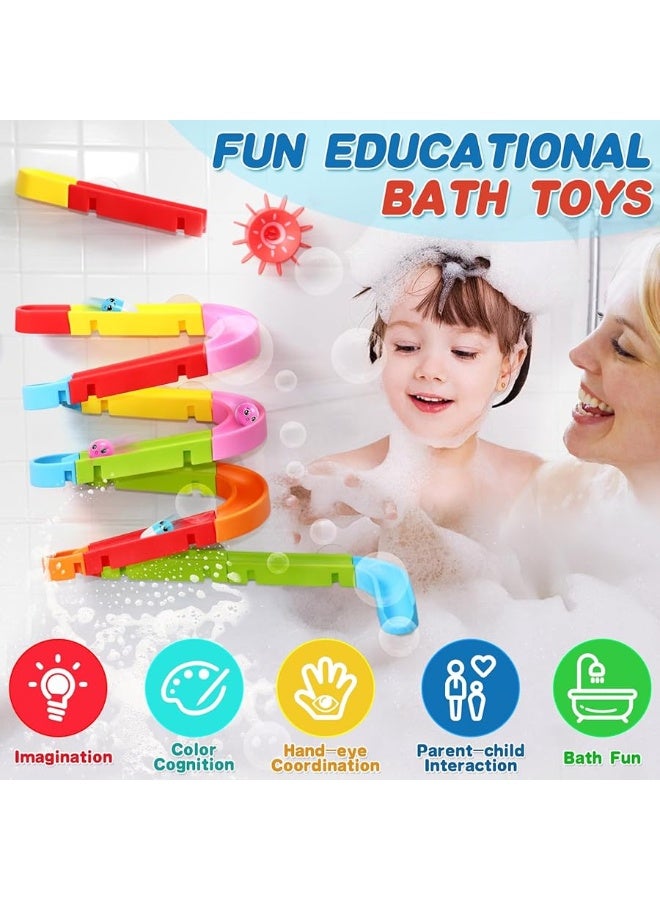 Bath Toys for Kids Ages 3-4-8 Toddler Bathtub Toys Slippery Slide Track DIY Mold Free Shower Toddler Toys with Suction Cups Birthday Gift for Boys Girls Bath Time Ages 3 4 5 6 7 8(38PCS)
