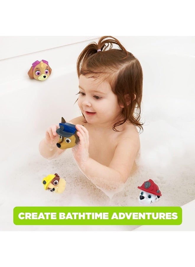 Nickelodeon's PAW Patrol Chase, Marshall, Rubble, and Skye Squirt Toy Set for Childrens' Bath Time Fun, Multicolor, 4 Piece