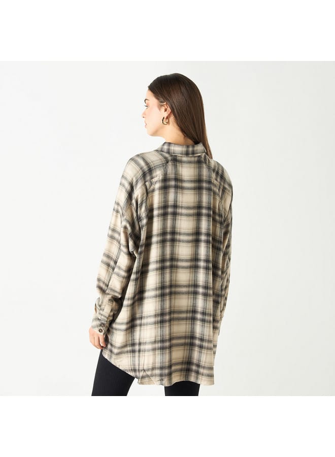 Lee Cooper Checked Shirt with Long Sleeves and Pocket