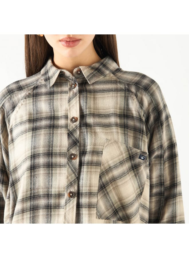 Lee Cooper Checked Shirt with Long Sleeves and Pocket