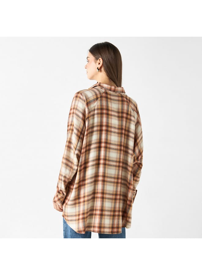 Lee Cooper Checked Shirt with Long Sleeves and Pocket