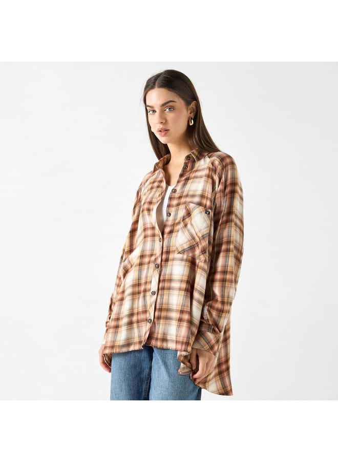 Lee Cooper Checked Shirt with Long Sleeves and Pocket