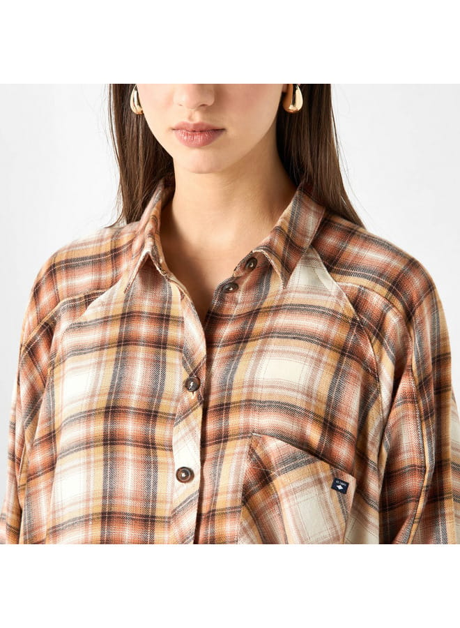 Lee Cooper Checked Shirt with Long Sleeves and Pocket