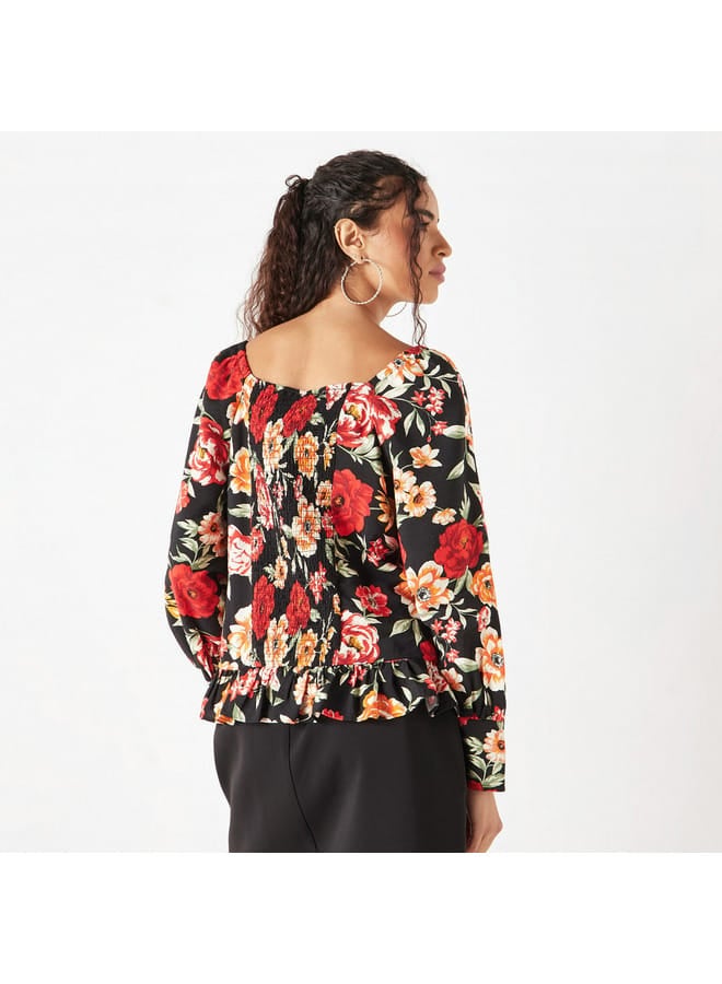 Lee Cooper All-Over Floral Print Sweatheart Neck Top