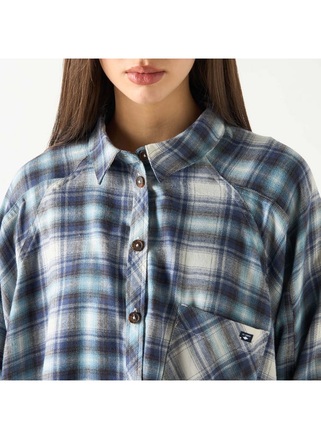 Lee Cooper Checked Shirt with Long Sleeves and Pocket