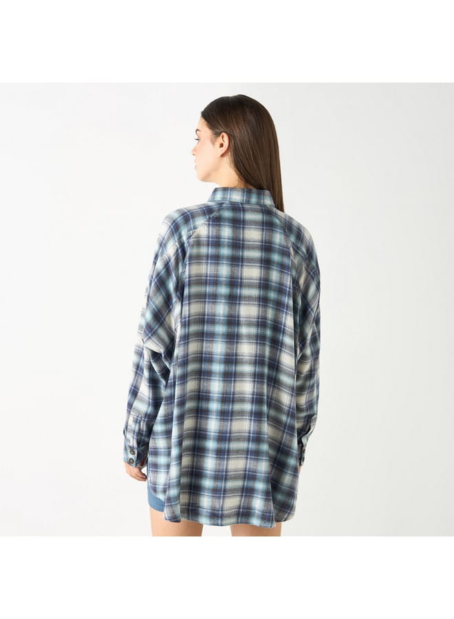 Lee Cooper Checked Shirt with Long Sleeves and Pocket