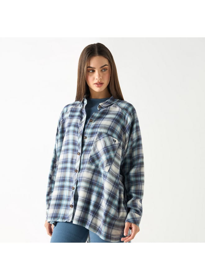 Lee Cooper Checked Shirt with Long Sleeves and Pocket