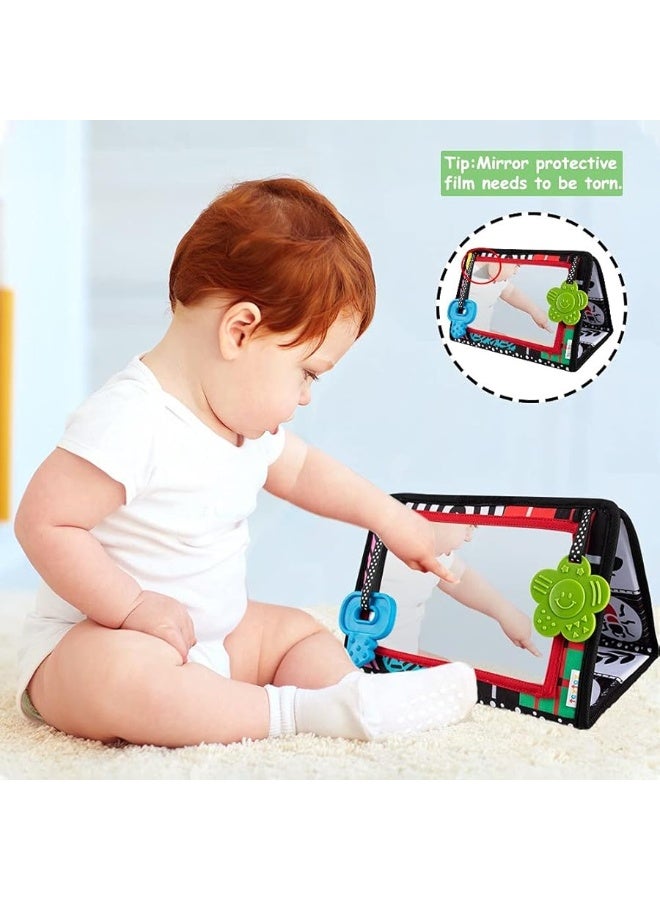 teytoy Tummy Time Mirror Infant Toys Newborn Toys 0-3 Months Brain Developmental Baby Mirror Tummy Time Toys Black and White High Contrast Baby Toys 4 6 9 12 Month Boys Girls Crawling Sensory Toy