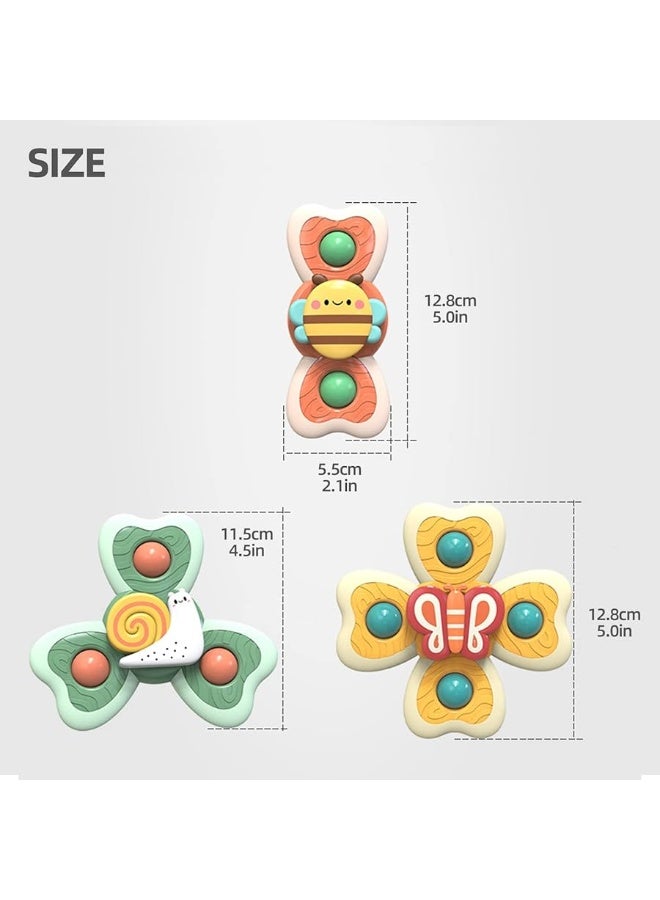 Baby Suction Cup Spinning Tops Toy, Suction Spinner Toys for Babies, Window Suction Toys for Baby High Chair Tray Bath Table Airplane Travel, Sensory Toys & Best Gift for Toddlers 1-3(Group B)