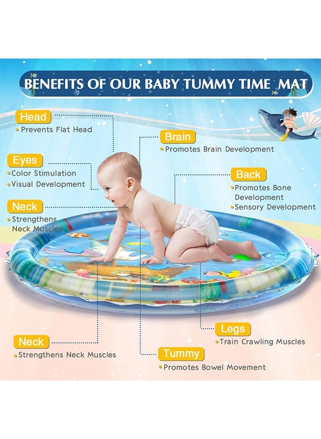 Baby Kids Water Play Mat Toys Inflatable Tummy Time Leak Proof Water Play Mat Fun Activity Play Center Indoor And Outdoor Water Play Mat For Baby Large Size 40' Inch X 40 Inch Blue