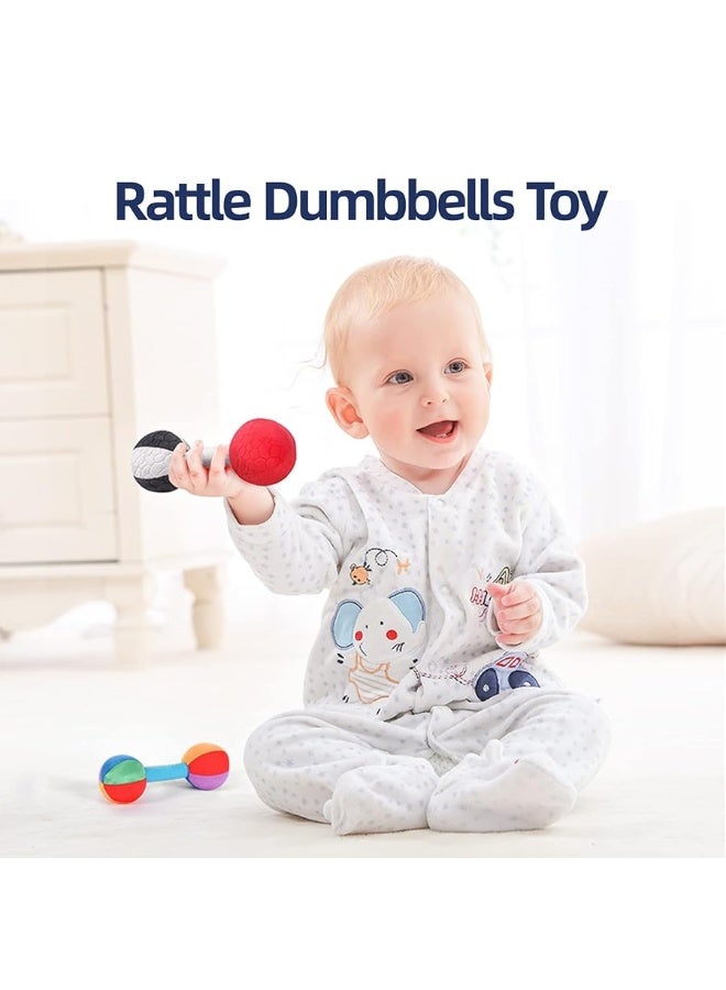 Jollybaby Baby Rattle Dumb-Bell Toys, Plush Stuffer Soft Fabric Sensory Hand Barbell for Kids & Children, Pretended Home Gym Exercise Fitness Sport Toy Gift(Color)