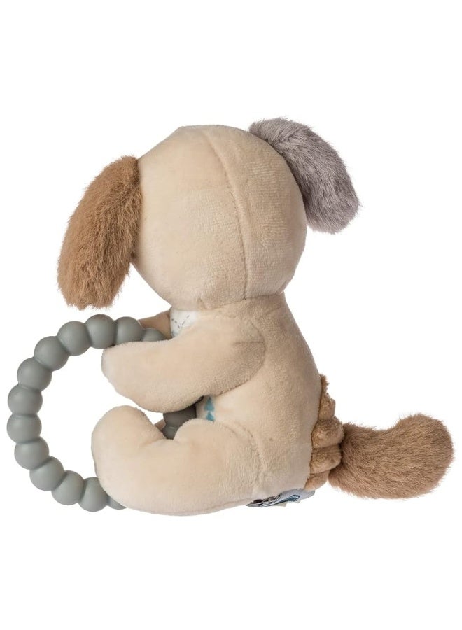 Mary Meyer Soft Baby Rattle with Soothing Teether Ring, 6-Inches, parky Puppy