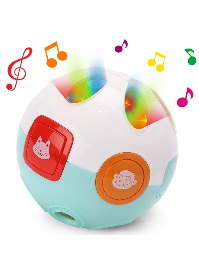 LotFancy Baby Musical Toy, Interactive Crawling Baby Ball Toy with Flashlight and Melody Sounds, Joyful Baby Rattle Toys for Kids, Newborn Baby First, Battery Included