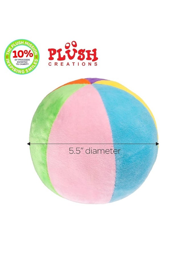 Plush Rainbow Fabric Ball Rattle | Soft Plush Ball for Baby & Toddlers | Baby First Ball | Infant Rattle Ball Toy | Rainbow Plush Ball | 0-36 Months