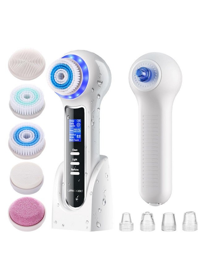 Face Scrubber Exfoliator With Lcd Screen,Rechargeable Facial Cleansing Brush Ipx7 Waterproof 3 In 1 Blackhead Remover Vacuum For Exfoliating,Massaging And Deep Pore Cleansing