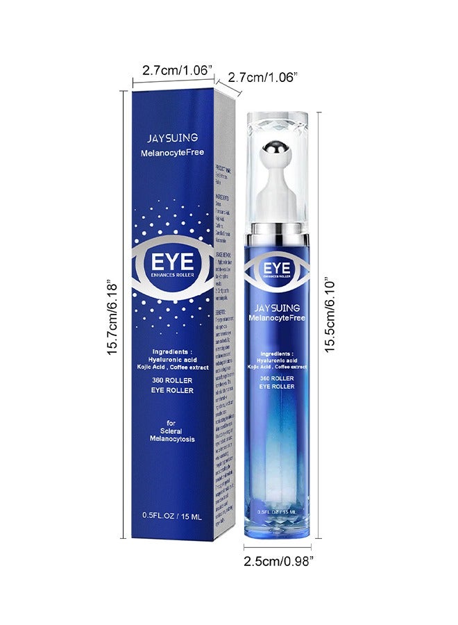 Eye Enhances Roller 15ml- Eye Roller Cream for Dark Circles and Puffiness, Anti Aging, Eye Serum with 360° Massage Ball Reduce Wrinkles and Fine Lines and Eye Bags Treatment, Eye Care