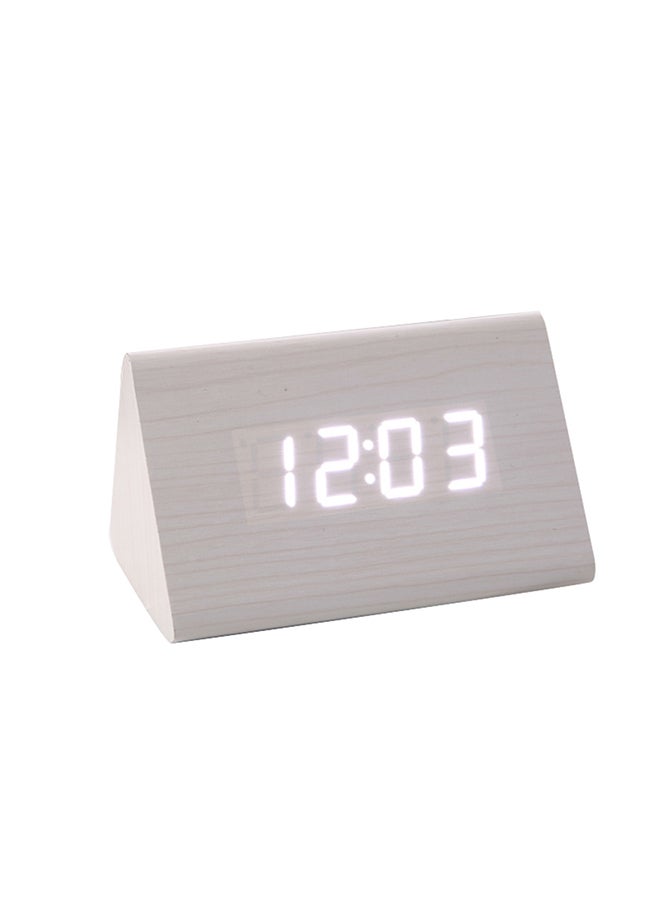 Triangle Shaped LED Desk Clock White