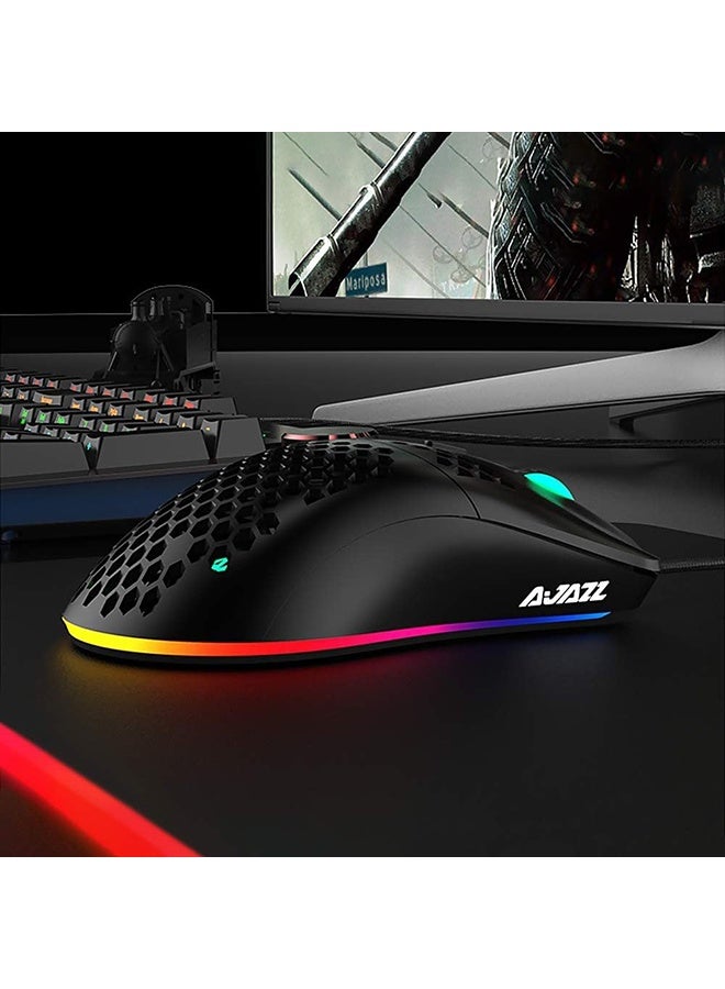 AJ390 Gaming Wired Ultra-Lightweight Honeycomb Design 16000DPI Programmable Mice 7 Buttons Computer Mouse for Laptop