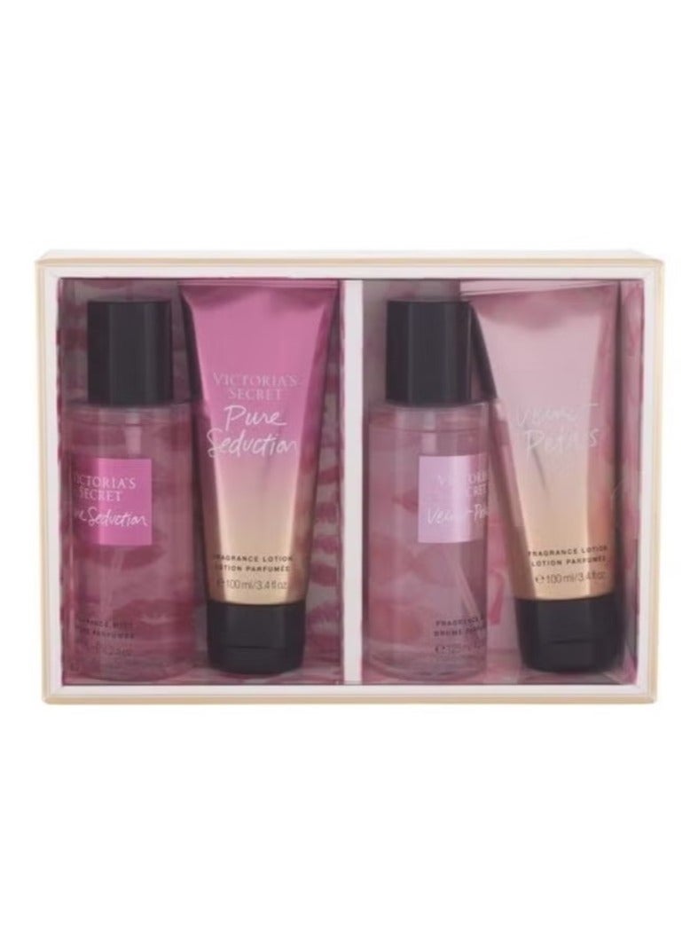 Set of 4 -Pure Seduction Body Mist+ Body Lotion+Velvet Petals Mist+Body Lotion