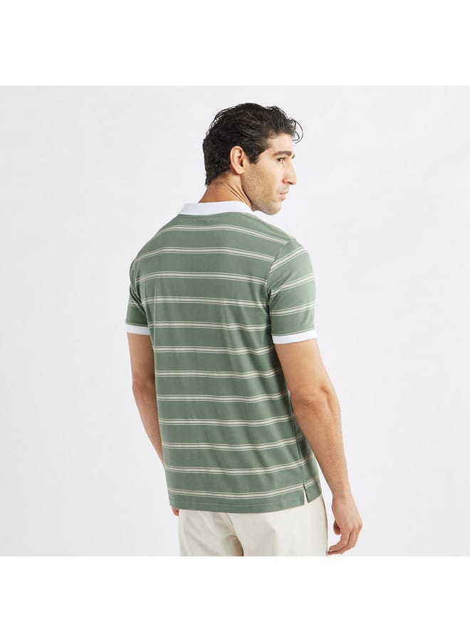 Striped Polo T-shirt with Short Sleeves