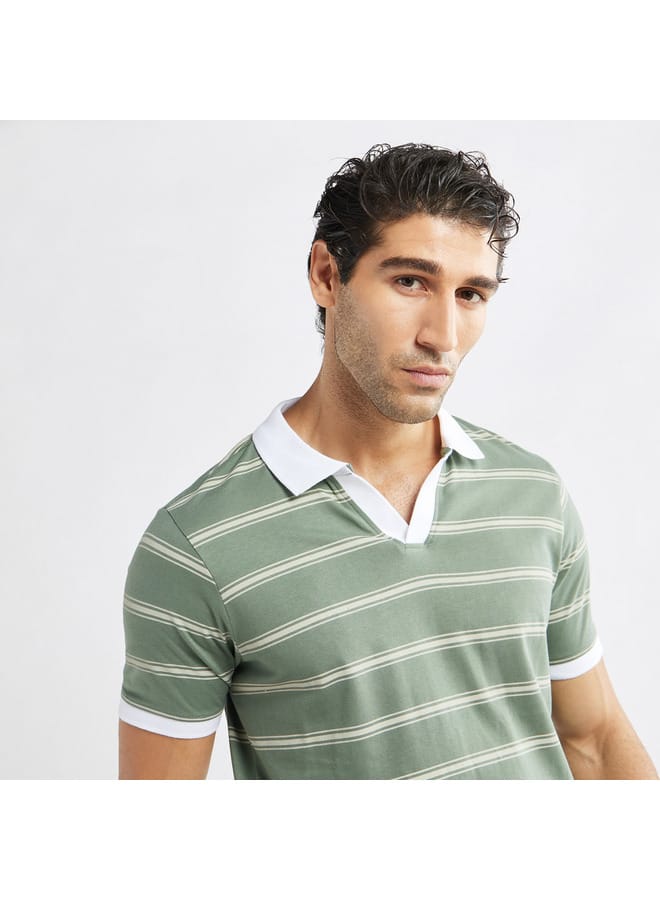 Striped Polo T-shirt with Short Sleeves