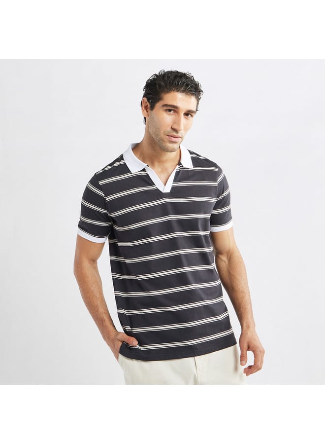 Striped Polo T-shirt with Short Sleeves
