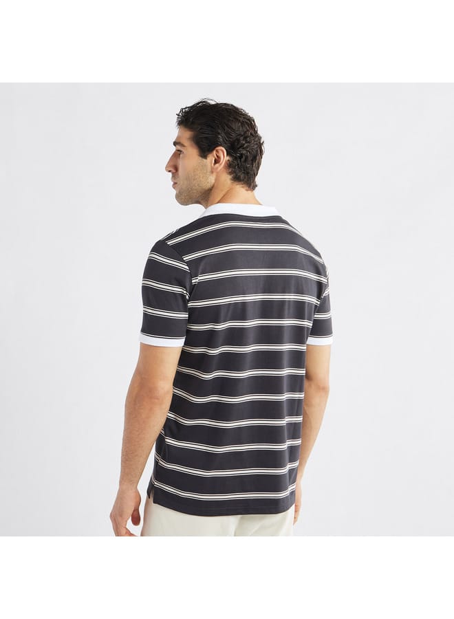 Striped Polo T-shirt with Short Sleeves