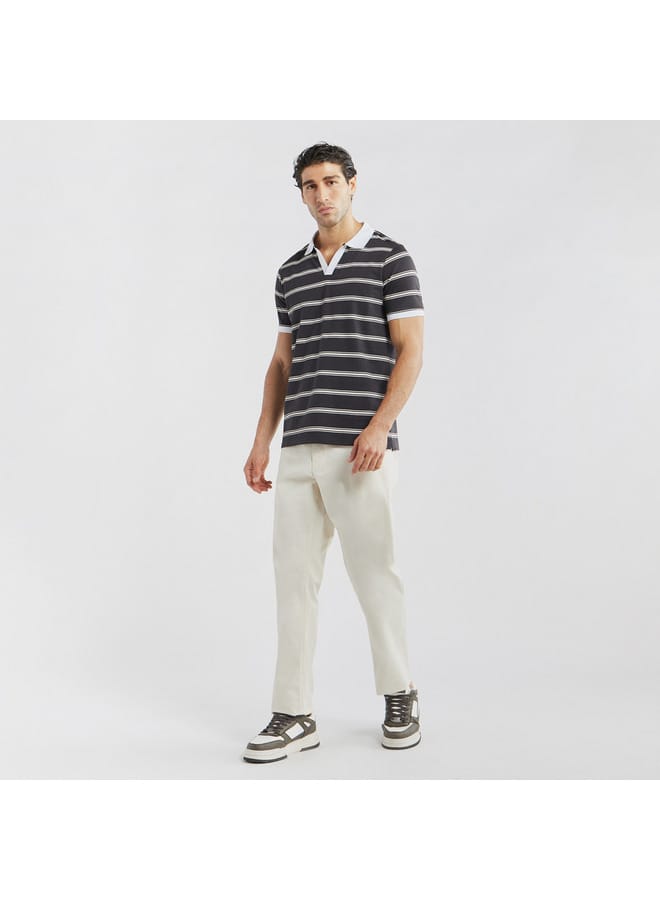 Striped Polo T-shirt with Short Sleeves