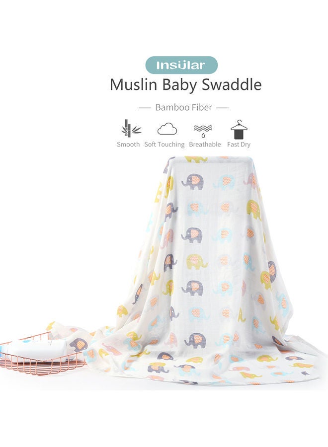 Insular Muslin Swaddle Blanket Bamboo Fiber & Cotton Baby Blankets Soft & Breathable Portable Nursery Blankets For Infants Toddlers Kids Home Or Travel (51.2 x 43.3In)