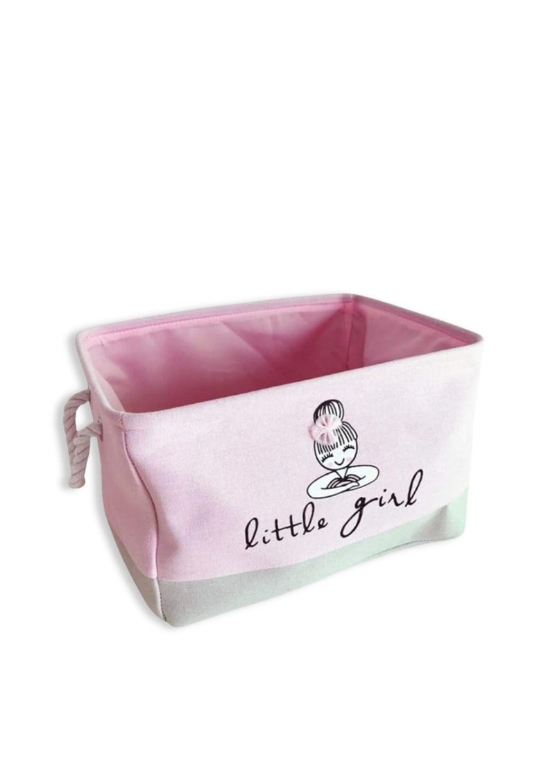 Rectangular Laundry Basket Nursery Storage Fabric Storage Bin Storage Hamper, Book Bag, Gift Baskets (Pink Girl)