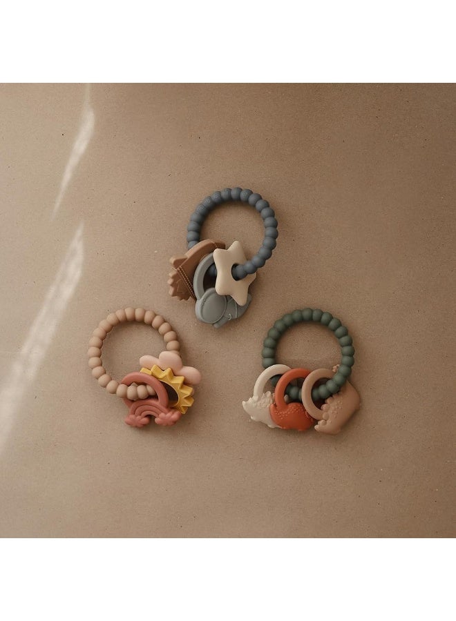 mushie Silicone Nature Teething Ring Toy