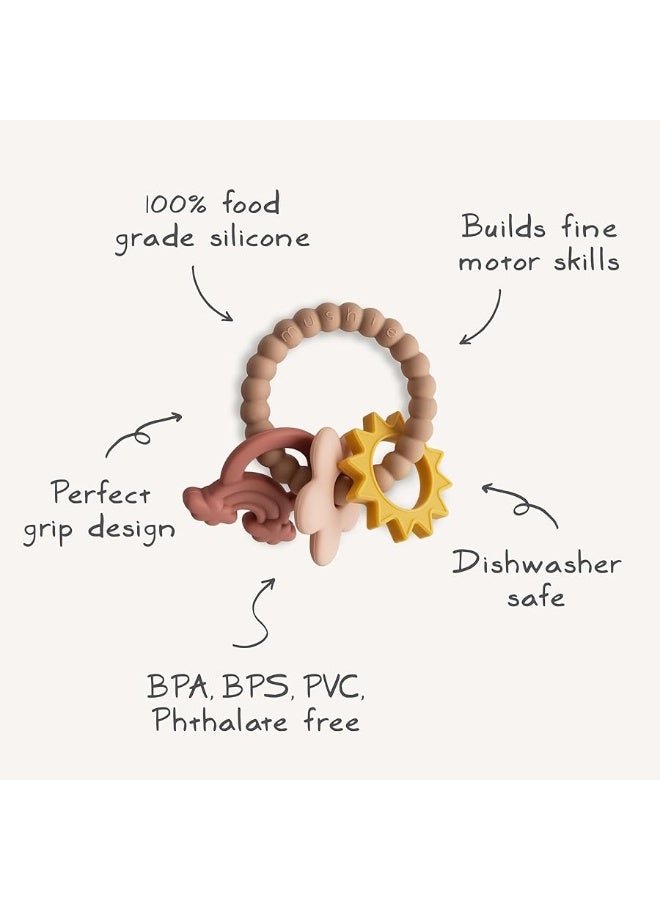 mushie Silicone Nature Teething Ring Toy