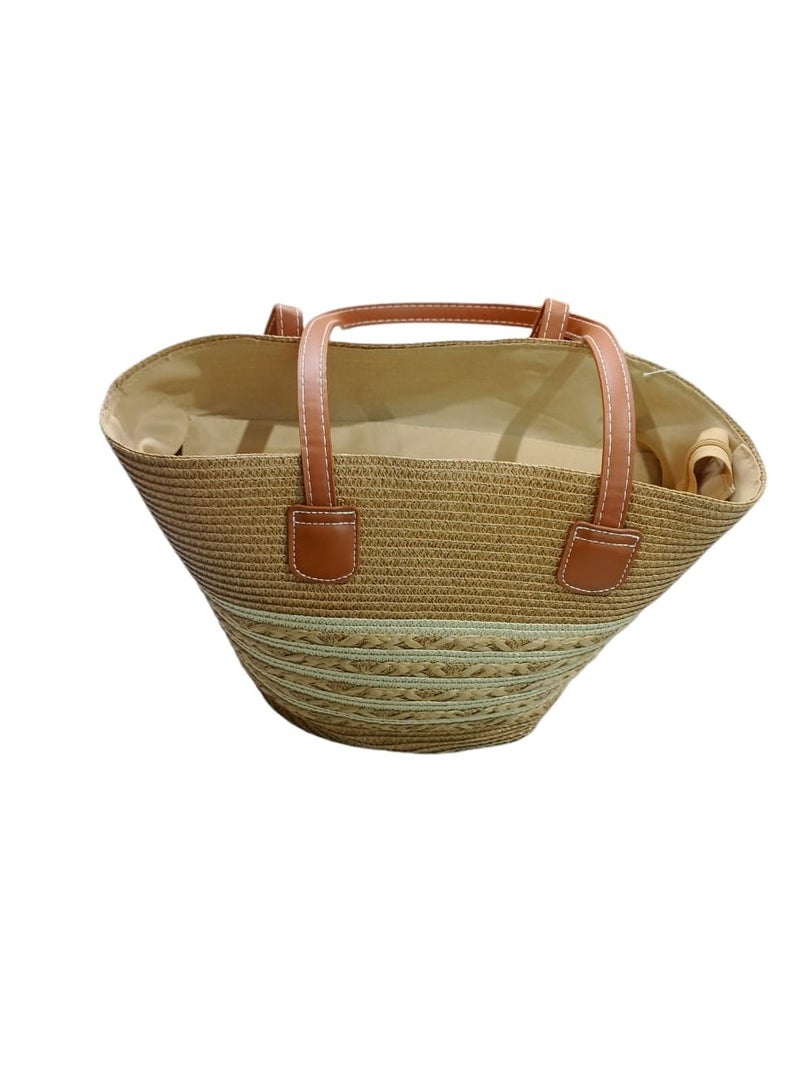 Beautiful Straw Beach Bag, Summer Straw Handbags for Women TrendyStraw Purses Woven Tote Bag for Travel Vacation