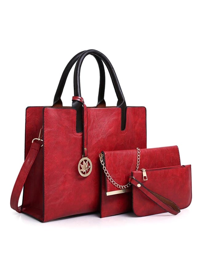 3-Piece Chic Vintage Handbag Red/Black